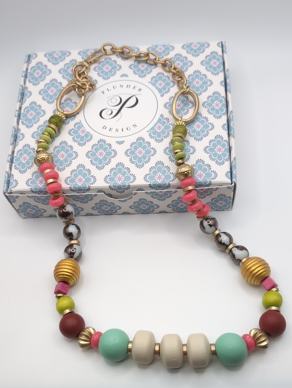 Plunder Colorful "Maggie" Beaded Statement Necklace New In Box!